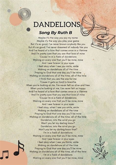 dandelion lyrics|the song called dandelion.